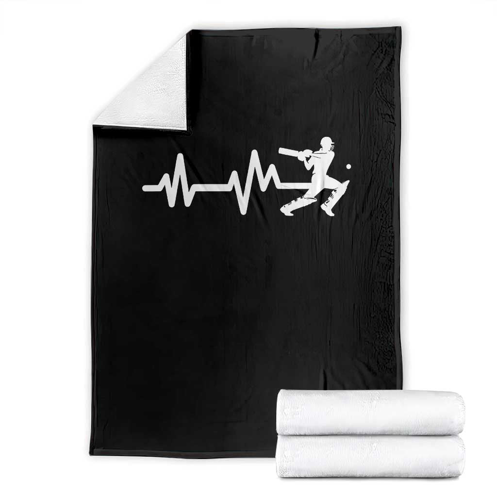 Cricket Player Throw Blanket Cricket Heartbeat Batsman TS10 Black Print Your Wear