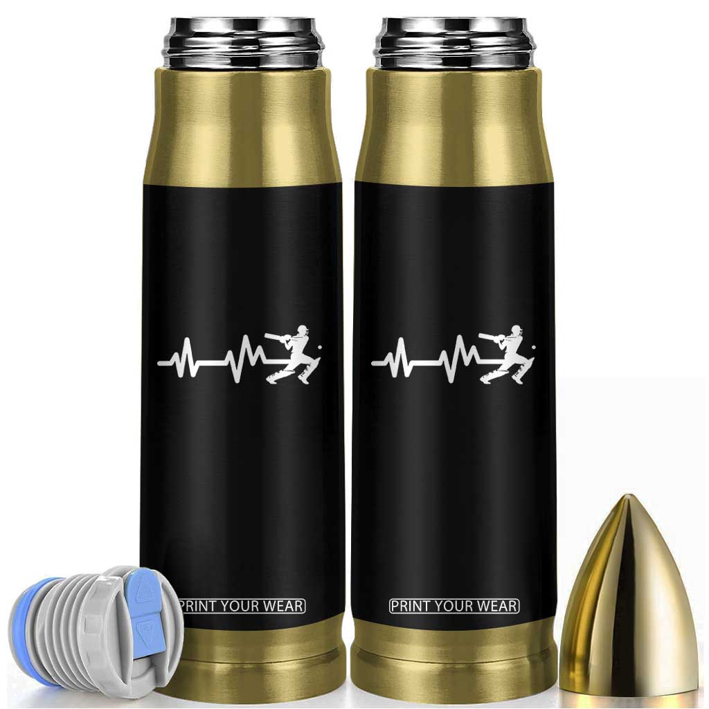 Cricket Player Bullet Tumbler Cricket Heartbeat Batsman TS10 Black Print Your Wear