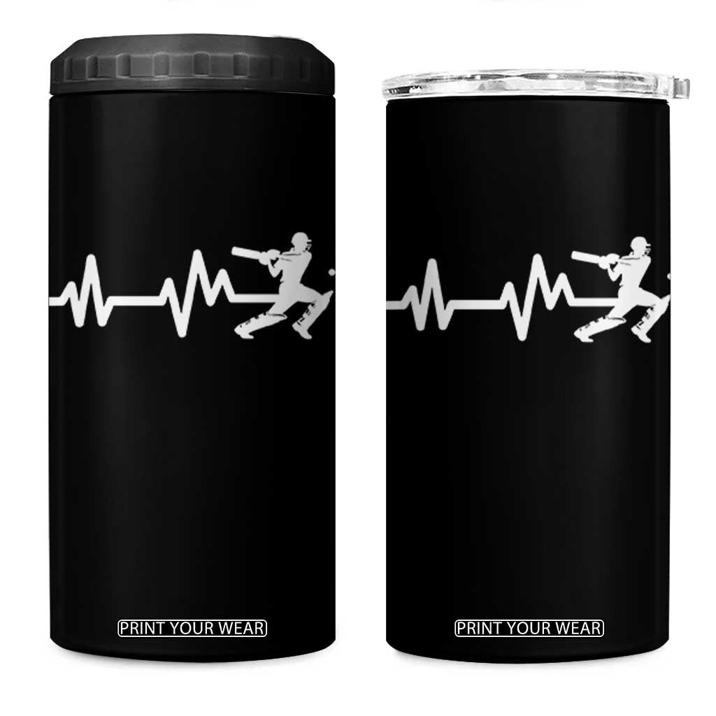 Cricket Player 4 in 1 Can Cooler Tumbler Cricket Heartbeat Batsman TS10 One Size: 16 oz Black Print Your Wear