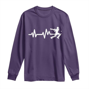 Cricket Player Long Sleeve Shirt Cricket Heartbeat Batsman TS10 Purple Print Your Wear