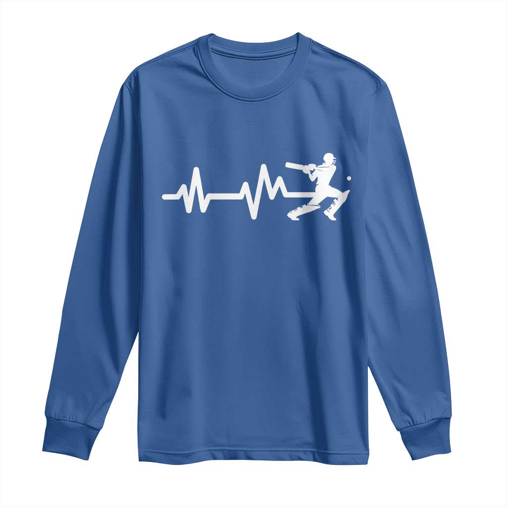 Cricket Player Long Sleeve Shirt Cricket Heartbeat Batsman TS10 Royal Blue Print Your Wear