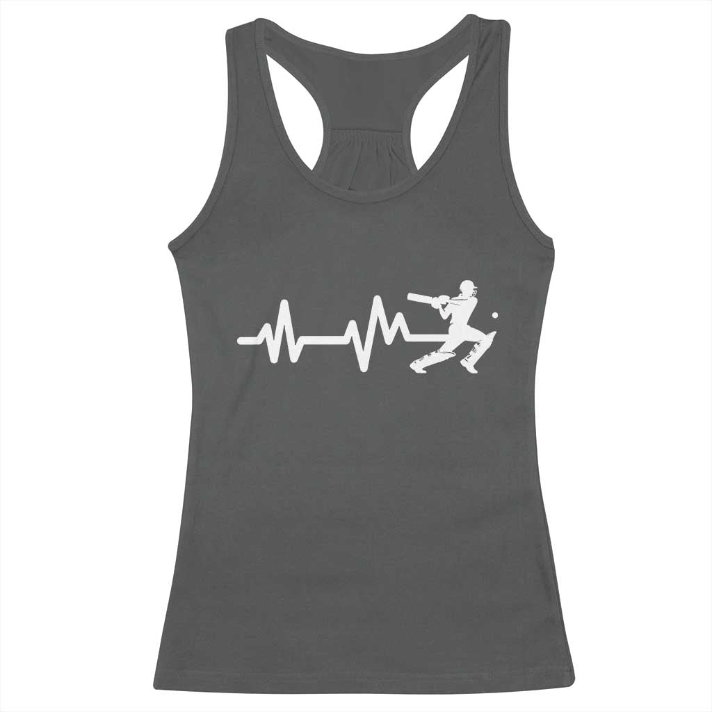 Cricket Player Racerback Tank Top Cricket Heartbeat Batsman TS10 Dark Heather Print Your Wear