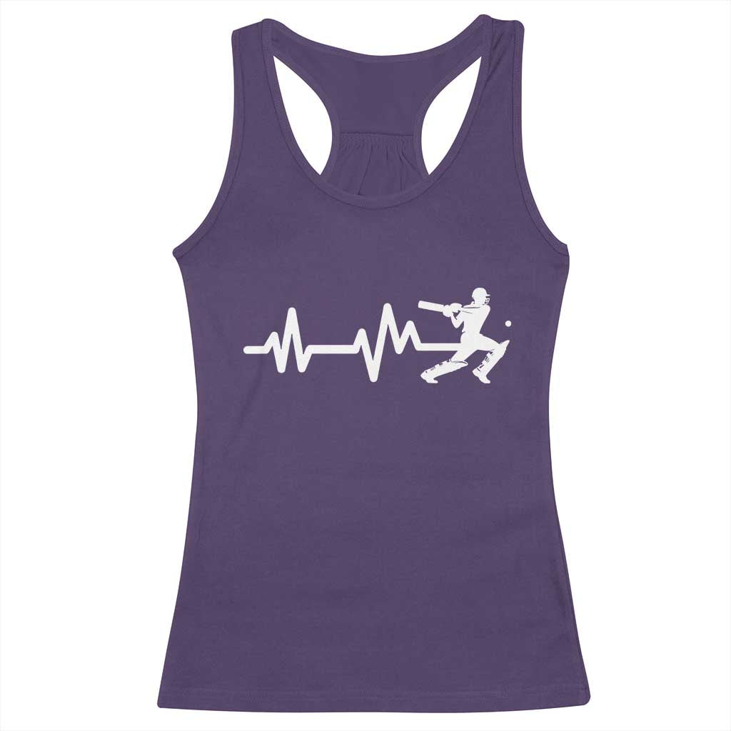 Cricket Player Racerback Tank Top Cricket Heartbeat Batsman TS10 Purple Print Your Wear