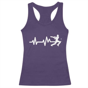 Cricket Player Racerback Tank Top Cricket Heartbeat Batsman TS10 Purple Print Your Wear