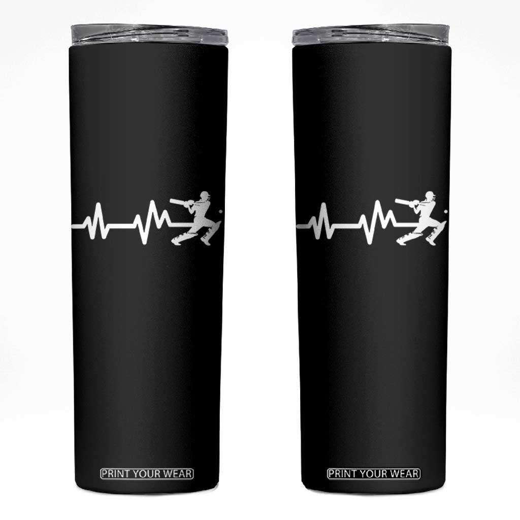 Cricket Player Skinny Tumbler Cricket Heartbeat Batsman TS10 Black Print Your Wear
