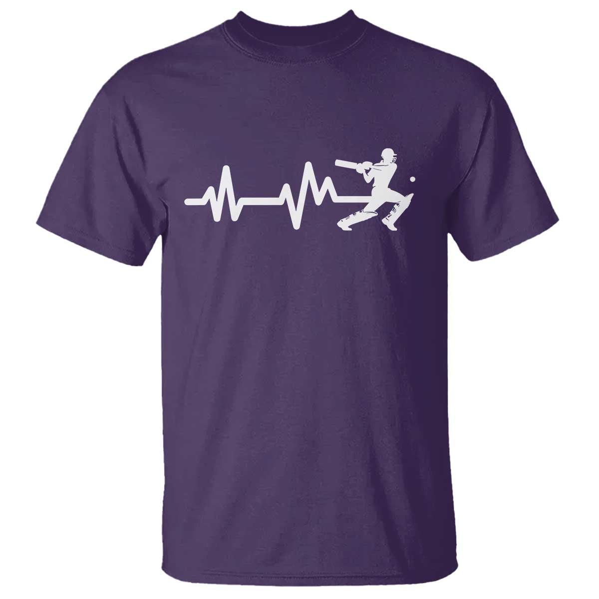 Cricket Player T Shirt Cricket Heartbeat Batsman TS10 Purple Print Your Wear