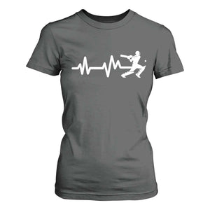 Cricket Player T Shirt For Women Cricket Heartbeat Batsman TS10 Dark Heather Print Your Wear