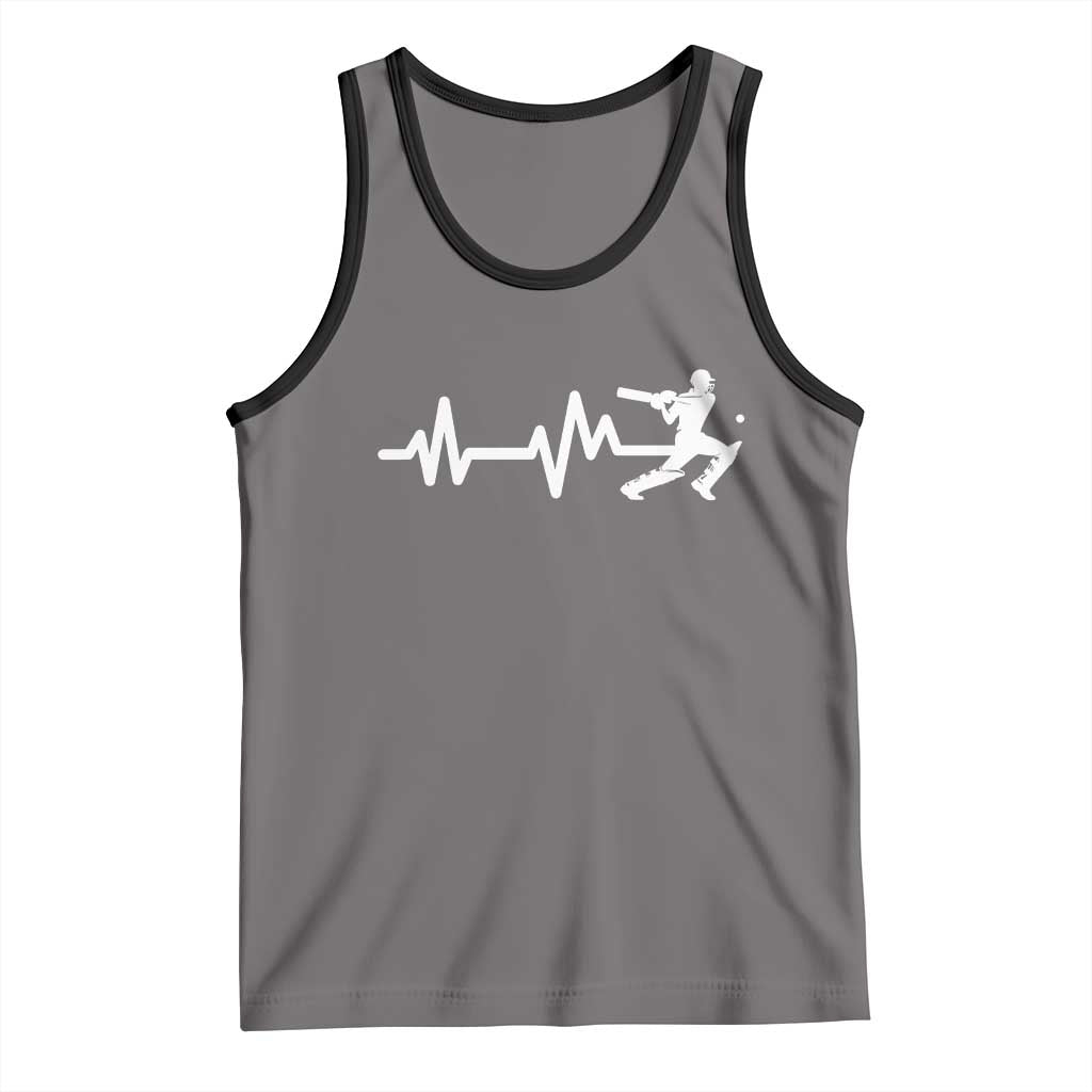 Cricket Player Tank Top Cricket Heartbeat Batsman TS10 Deep Heather Black Print Your Wear