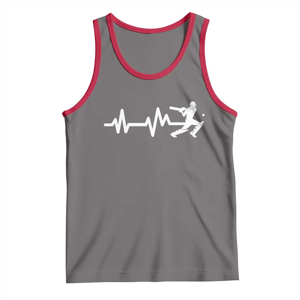 Cricket Player Tank Top Cricket Heartbeat Batsman TS10 Deep Heather Red Print Your Wear