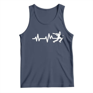 Cricket Player Tank Top Cricket Heartbeat Batsman TS10 Navy Print Your Wear
