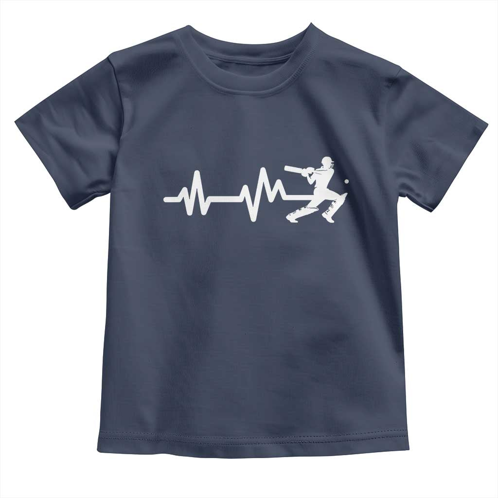 Cricket Player Toddler T Shirt Cricket Heartbeat Batsman TS10 Navy Print Your Wear