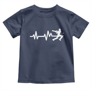 Cricket Player Toddler T Shirt Cricket Heartbeat Batsman TS10 Navy Print Your Wear