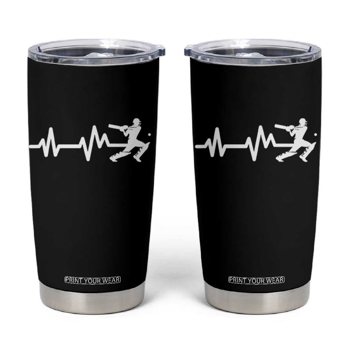 Cricket Player Tumbler Cup Cricket Heartbeat Batsman TS10 Black Print Your Wear