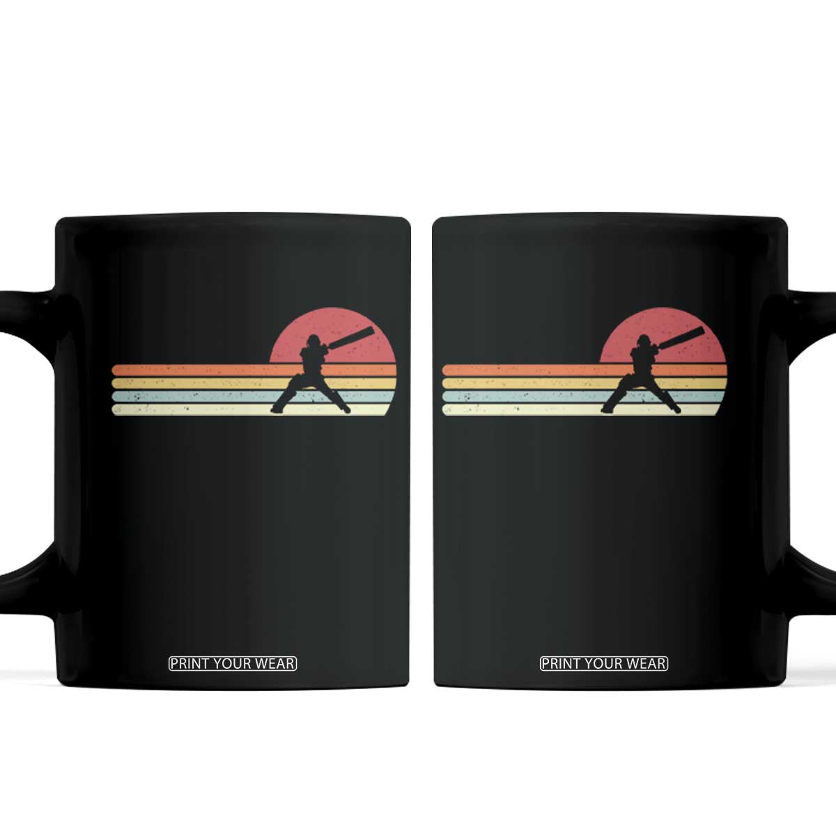Retro Cricket Player Coffee Mug Retro Vintage Sport Batsman Cricket Gifts TS10 Black Print Your Wear