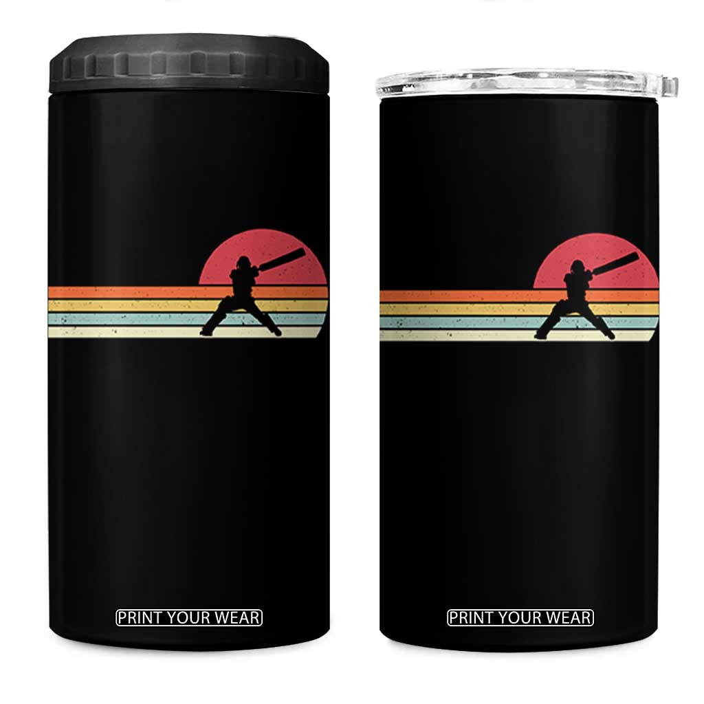 Retro Cricket Player 4 in 1 Can Cooler Tumbler Retro Vintage Sport Batsman Cricket Gifts TS10 One Size: 16 oz Black Print Your Wear