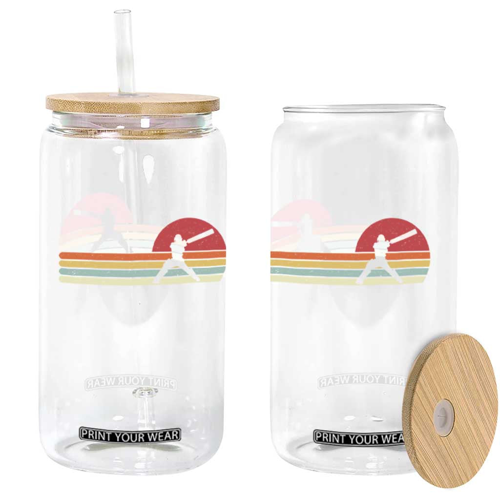 Retro Cricket Player Glass Can Retro Vintage Sport Batsman Cricket Gifts TS10 Print Your Wear