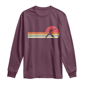 Retro Cricket Player Long Sleeve Shirt Retro Vintage Sport Batsman Cricket Gifts TS10 Maroon Print Your Wear