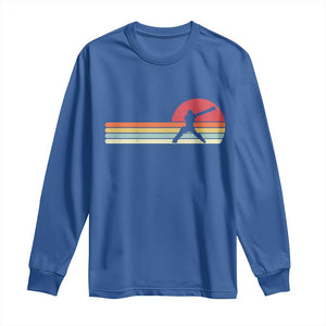 Retro Cricket Player Long Sleeve Shirt Retro Vintage Sport Batsman Cricket Gifts TS10 Royal Blue Print Your Wear