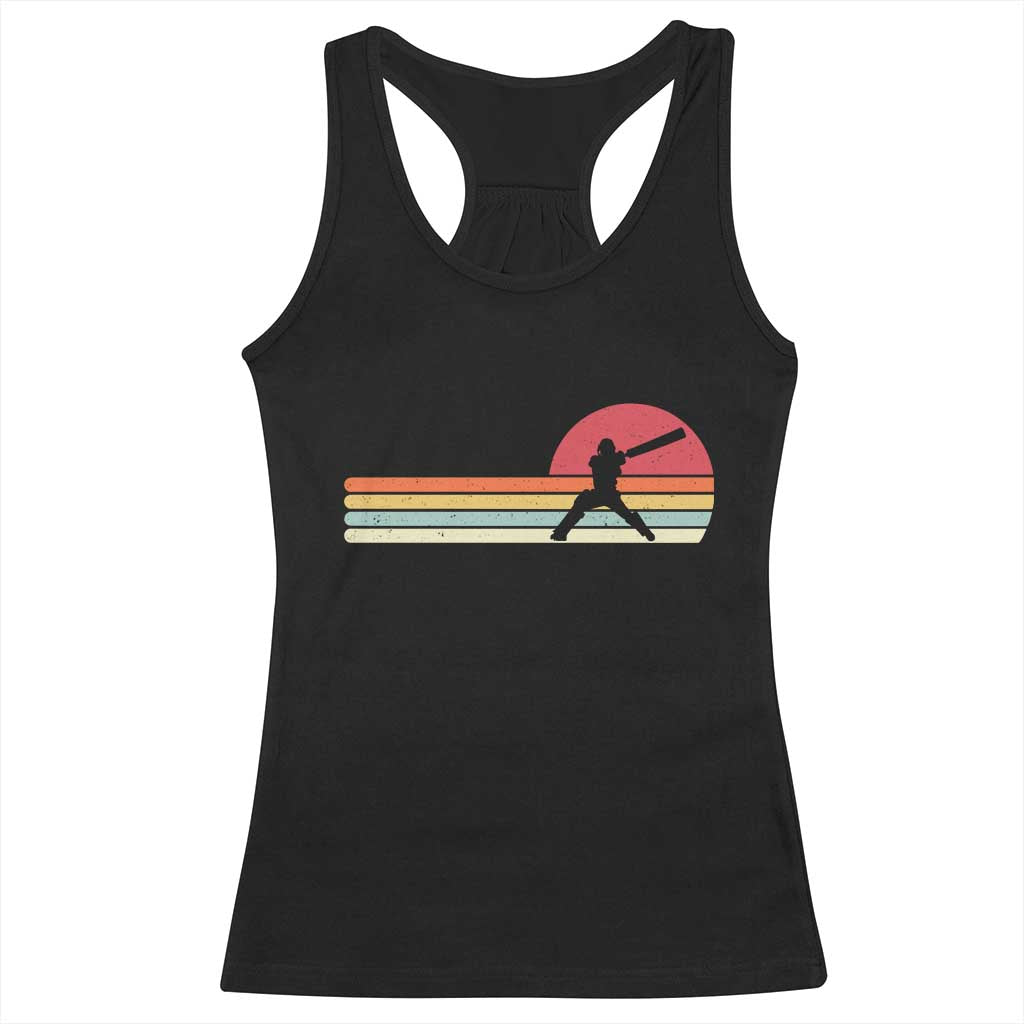 Retro Cricket Player Racerback Tank Top Retro Vintage Sport Batsman Cricket Gifts TS10 Black Print Your Wear