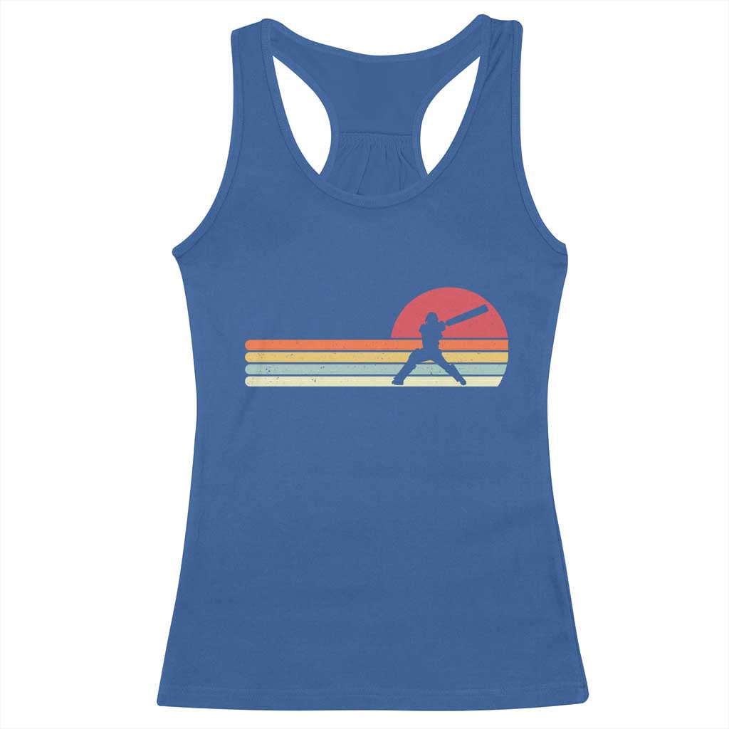 Retro Cricket Player Racerback Tank Top Retro Vintage Sport Batsman Cricket Gifts TS10 Royal Blue Print Your Wear
