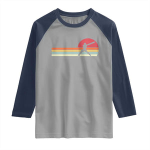 Retro Cricket Player Raglan Shirt Retro Vintage Sport Batsman Cricket Gifts TS10 Sport Gray Navy Print Your Wear