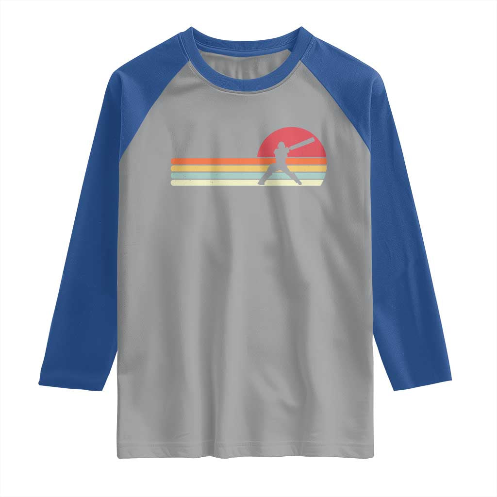 Retro Cricket Player Raglan Shirt Retro Vintage Sport Batsman Cricket Gifts TS10 Sport Gray Royal Print Your Wear