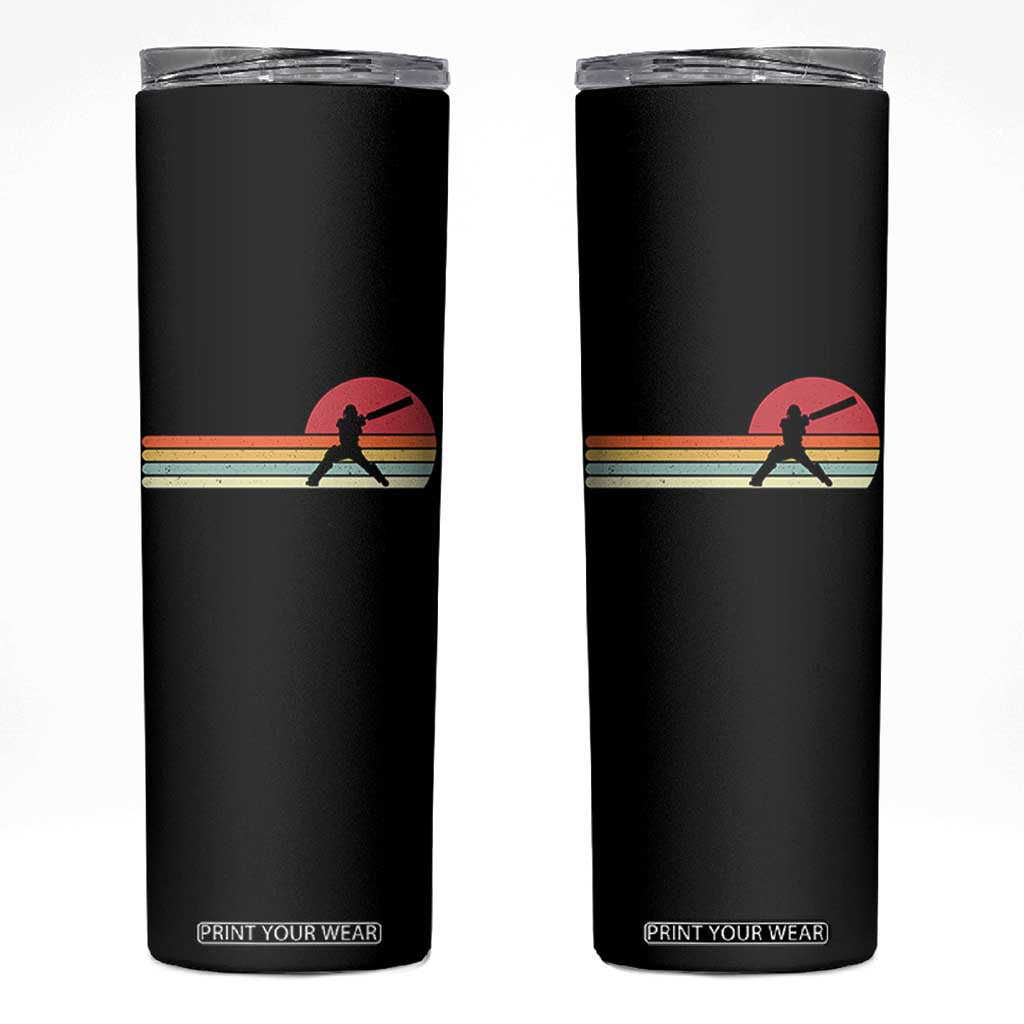 Retro Cricket Player Skinny Tumbler Retro Vintage Sport Batsman Cricket Gifts TS10 Black Print Your Wear