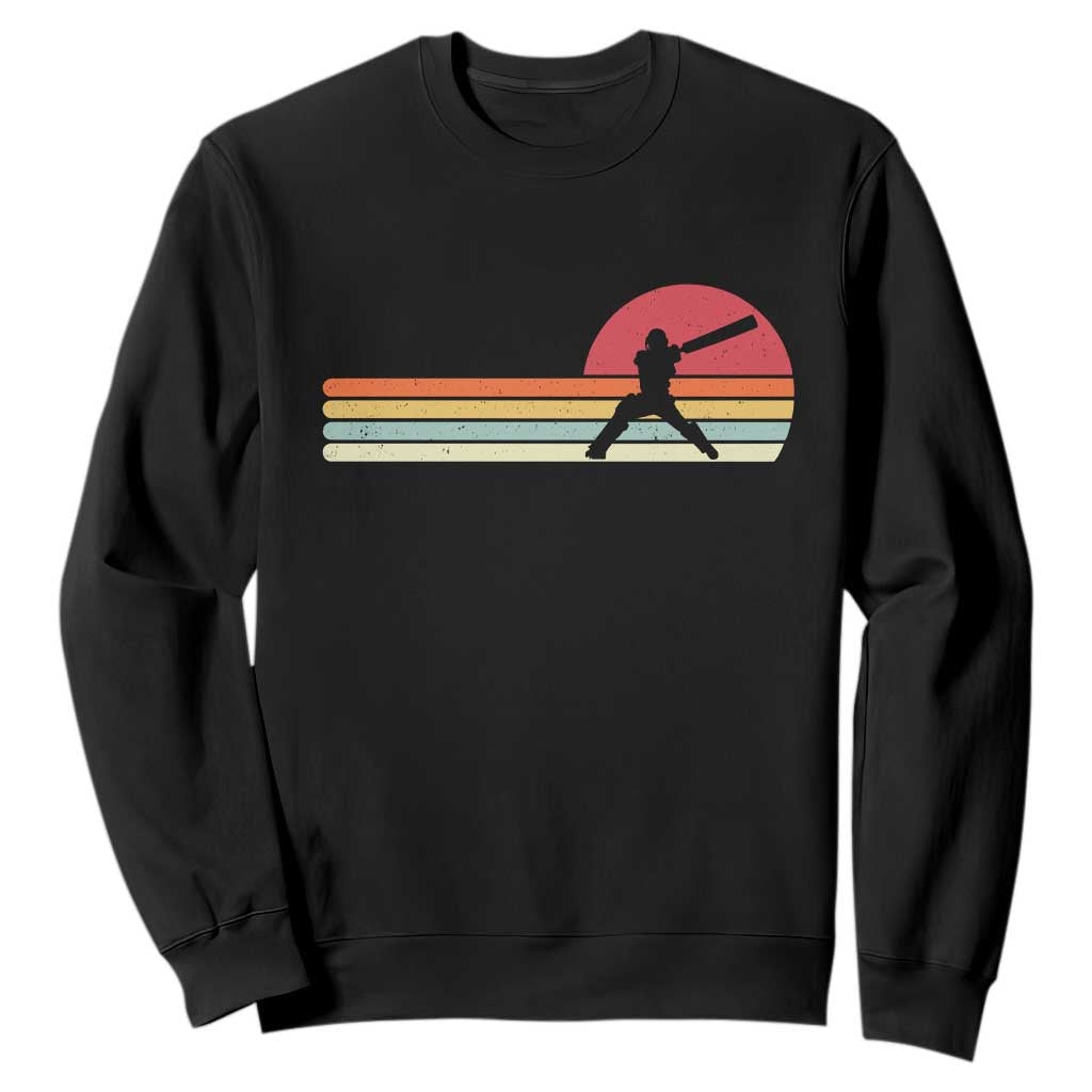 Retro Cricket Player Sweatshirt Retro Vintage Sport Batsman Cricket Gifts TS10 Black Print Your Wear