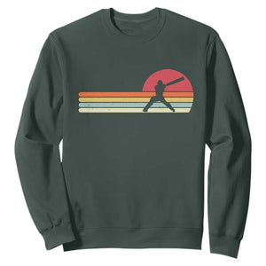Retro Cricket Player Sweatshirt Retro Vintage Sport Batsman Cricket Gifts TS10 Dark Forest Green Print Your Wear