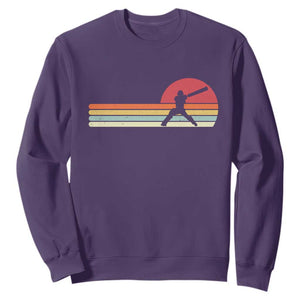 Retro Cricket Player Sweatshirt Retro Vintage Sport Batsman Cricket Gifts TS10 Purple Print Your Wear