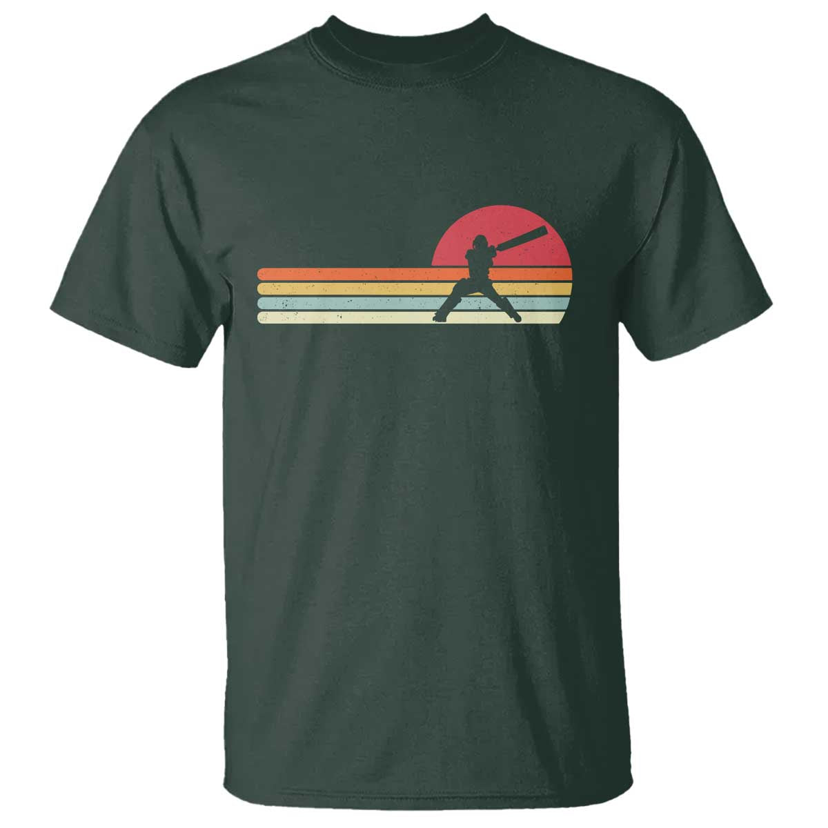Retro Cricket Player T Shirt Retro Vintage Sport Batsman Cricket Gifts TS10 Dark Forest Green Print Your Wear