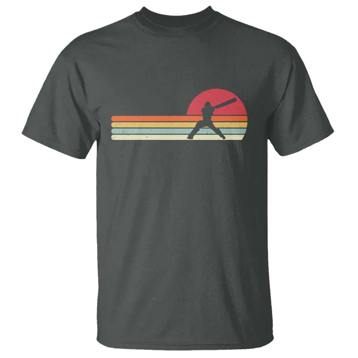 Retro Cricket Player T Shirt Retro Vintage Sport Batsman Cricket Gifts TS10 Dark Heather Print Your Wear