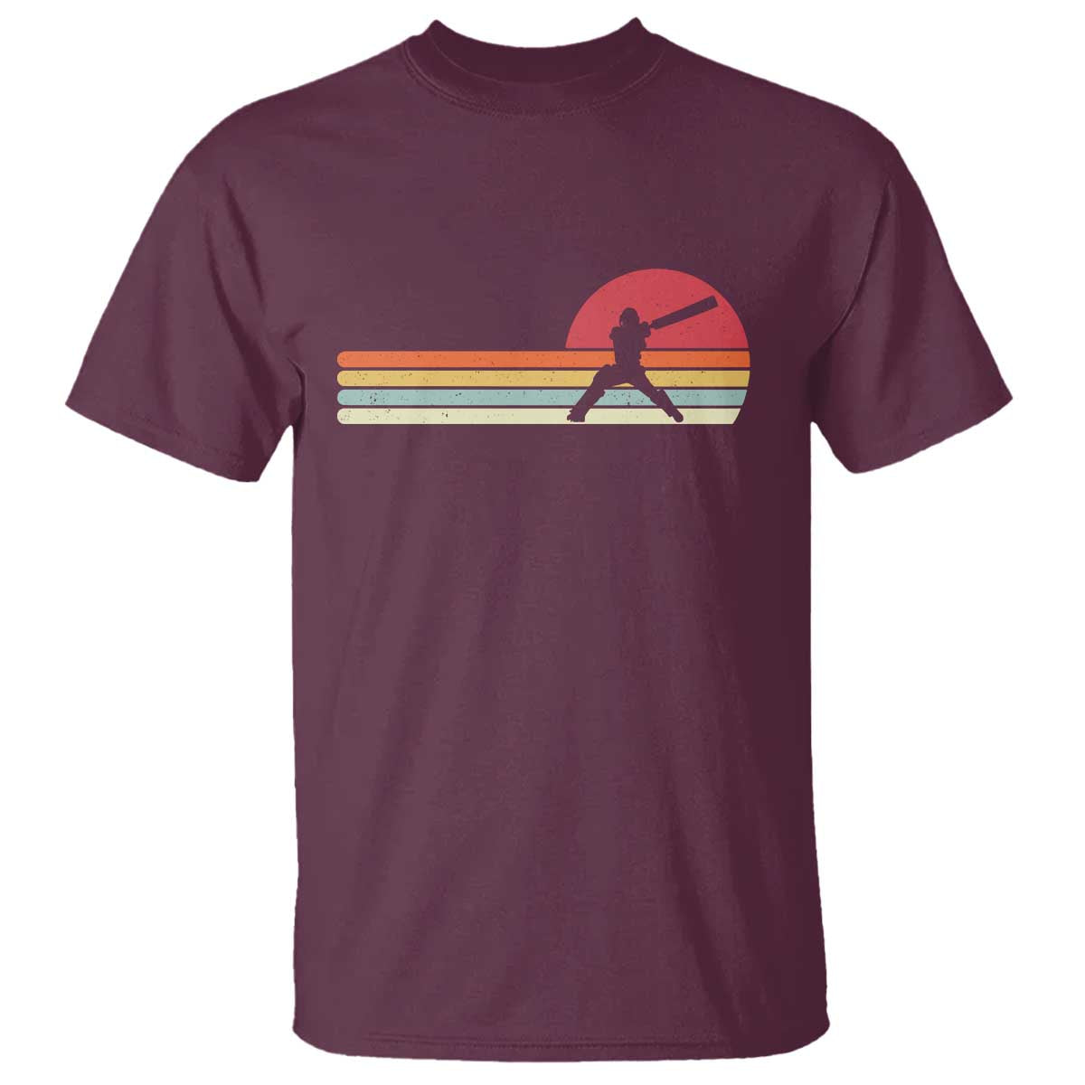 Retro Cricket Player T Shirt Retro Vintage Sport Batsman Cricket Gifts TS10 Maroon Print Your Wear