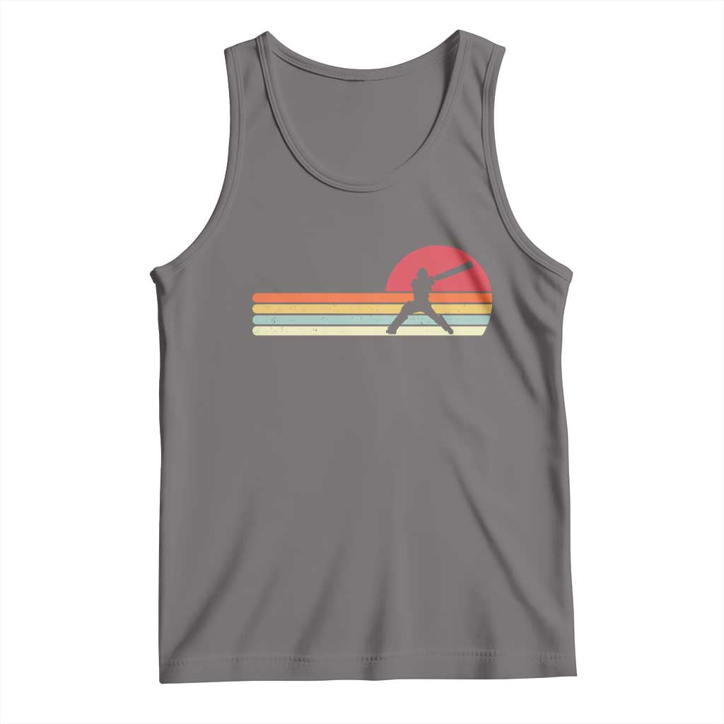 Retro Cricket Player Tank Top Retro Vintage Sport Batsman Cricket Gifts TS10 Deep Heather Print Your Wear