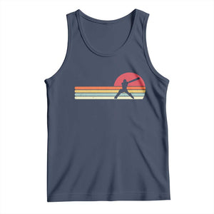 Retro Cricket Player Tank Top Retro Vintage Sport Batsman Cricket Gifts TS10 Navy Print Your Wear