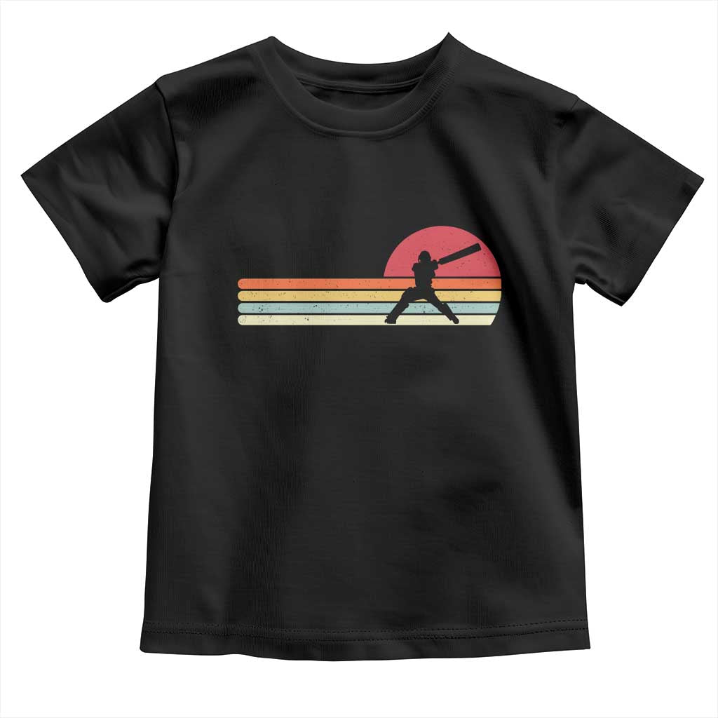 Retro Cricket Player Toddler T Shirt Retro Vintage Sport Batsman Cricket Gifts TS10 Black Print Your Wear