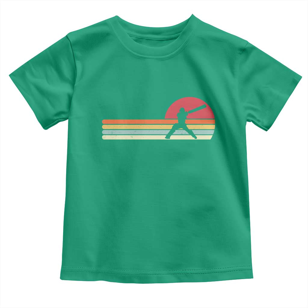 Retro Cricket Player Toddler T Shirt Retro Vintage Sport Batsman Cricket Gifts TS10 Irish Green Print Your Wear