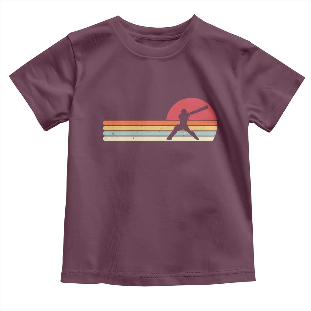 Retro Cricket Player Toddler T Shirt Retro Vintage Sport Batsman Cricket Gifts TS10 Maroon Print Your Wear
