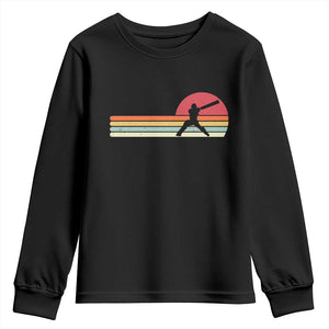 Retro Cricket Player Youth Sweatshirt Retro Vintage Sport Batsman Cricket Gifts TS10 Black Print Your Wear