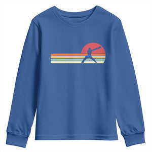 Retro Cricket Player Youth Sweatshirt Retro Vintage Sport Batsman Cricket Gifts TS10 Royal Blue Print Your Wear
