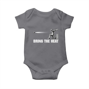 Cricket Player Baby Onesie Bring The Heat Batting TS10 Charcoal Print Your Wear