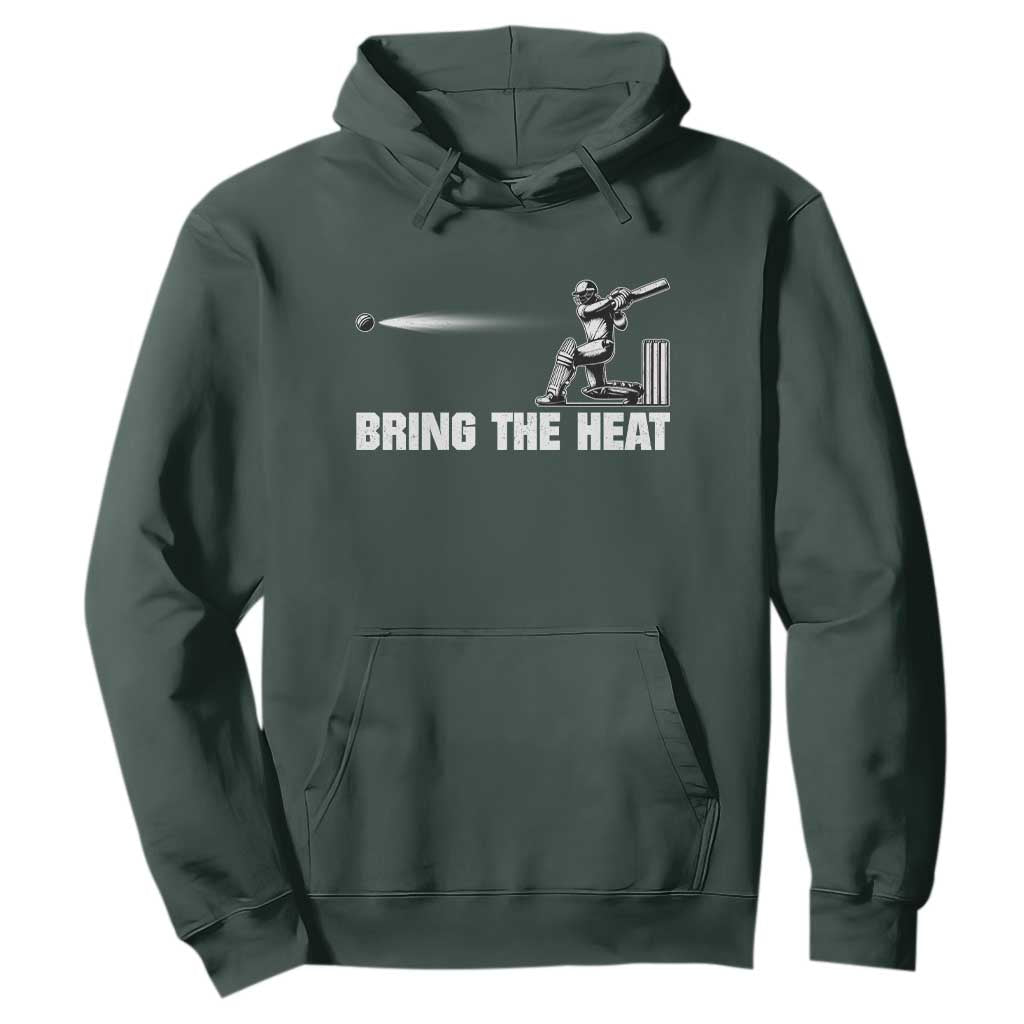 Cricket Player Hoodie Bring The Heat Batting TS10 Dark Forest Green Print Your Wear