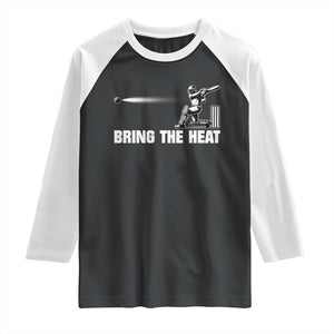 Cricket Player Raglan Shirt Bring The Heat Batting TS10 Black White Print Your Wear
