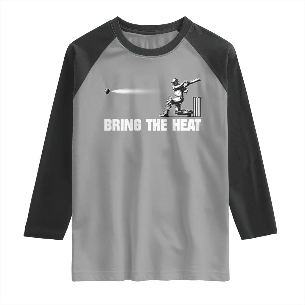 Cricket Player Raglan Shirt Bring The Heat Batting TS10 Sport Gray Black Print Your Wear