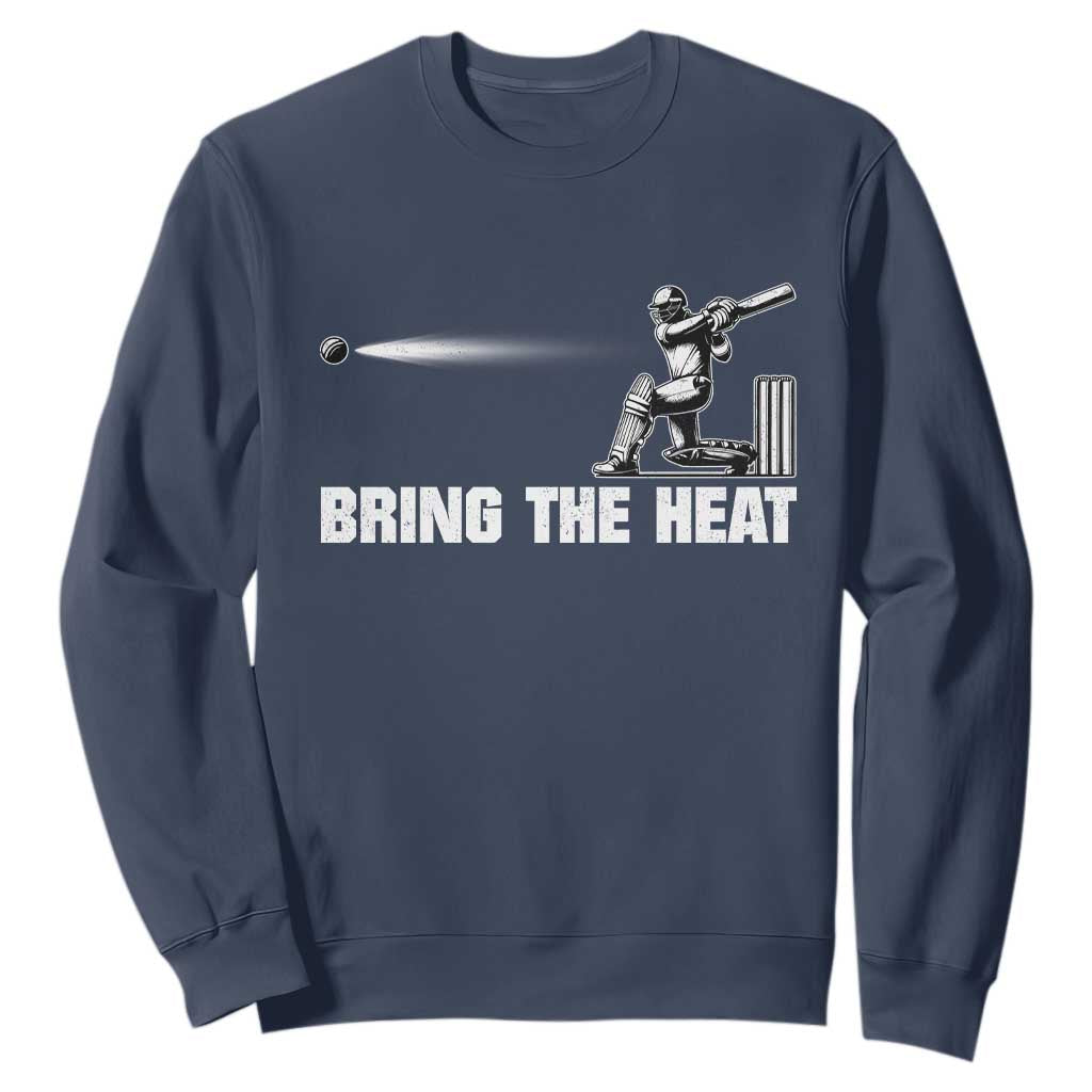 Cricket Player Sweatshirt Bring The Heat Batting TS10 Navy Print Your Wear