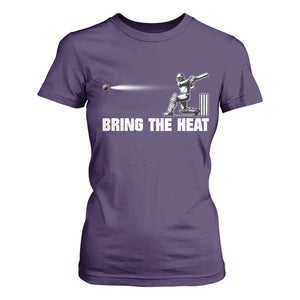 Cricket Player T Shirt For Women Bring The Heat Batting TS10 Purple Print Your Wear