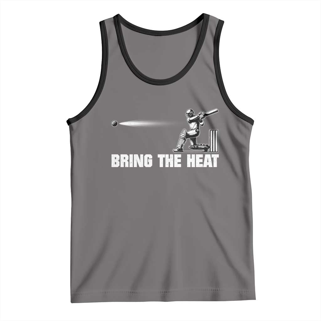 Cricket Player Tank Top Bring The Heat Batting TS10 Deep Heather Black Print Your Wear