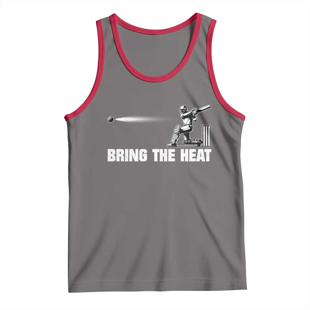 Cricket Player Tank Top Bring The Heat Batting TS10 Deep Heather Red Print Your Wear