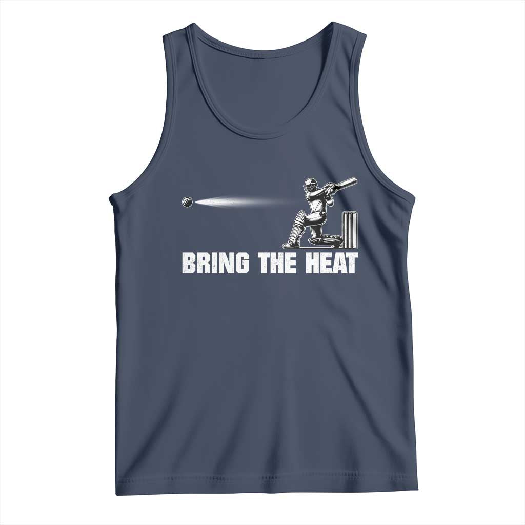 Cricket Player Tank Top Bring The Heat Batting TS10 Navy Print Your Wear