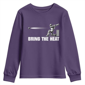 Cricket Player Youth Sweatshirt Bring The Heat Batting TS10 Purple Print Your Wear